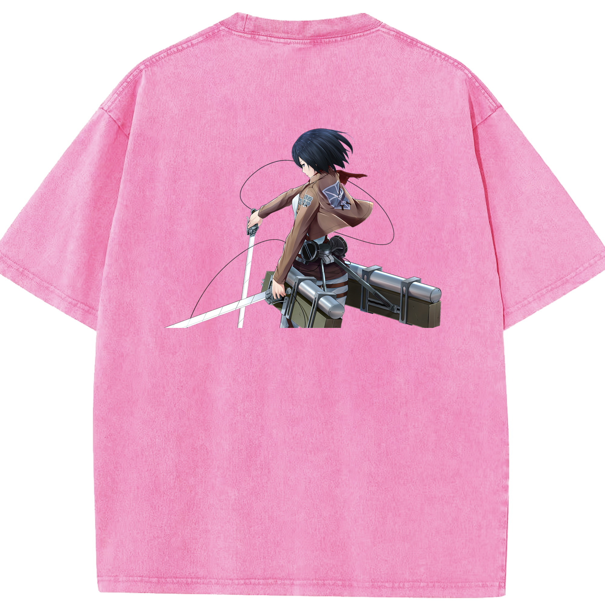 （画像用） 進撃の巨人 ミカサ·アッカーマン Attack on Titan Mikasa Ackerman 綿100% ヴィンテージ風 半袖Tシャツ（背面プリント）